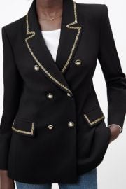 CONTRAST TRIM DOUBLE BREASTED BLAZER - Black   United States at Zara