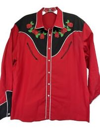 COOFANDY Western Mens Sz Large RedBlack W Embroidered Roses Shirt V10 NWOTs eBay at eBay