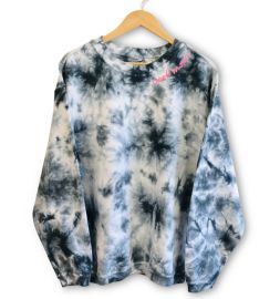 COOL MOM Embroidered Corded Pullover - Tie Dye with Neon Pink The Shop Forward at The Shop Forward