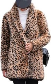 CORIRESHA Women39s Fashion Leopard Print Faux Fur Coat Winter Warm Long Fleece Jacket at Women39s Coats Shop at Amazon