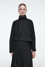 COS Pinstripe Funnel Neck Blouse at COS