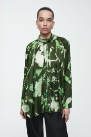 COS Pleated Batwing Blouse in Green Floral at COS