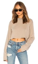 COTTON CITIZEN The Tokyo Crop Long Sleeve Tee in Cappuccino from Revolve com at Revolve