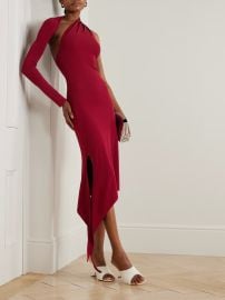 COURRÈGES Cutout one-sleeve crepe-jersey midi dress at Net a Porter