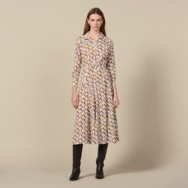 COWBOY BOOT PRINT SHIRT DRESS at Sandro