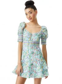 CRAWFORD FLORAL PUFF SLEEVE MINI DRESS at Alice + Olivia