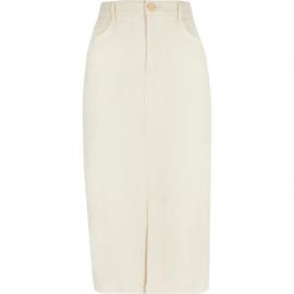 CREAM MIDI DENIM SKIRT at River Island