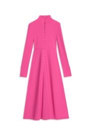 CREPE KNIT BUTTON POLO DRESS - FUCHSIA - Scanlan Theodore at Scanlan Theodore