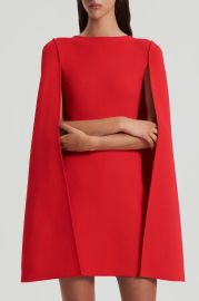 CREPE KNIT CAPE DRESS - RED - Scanlan Theodore at Scanlan Theodore