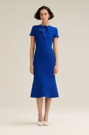 CREPE KNIT CRAVAT DRESS - NAVY at Scanlan Theodore