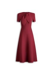 CREPE KNIT CRAVAT TIE DRESS - DARK SAFFRON - Scanlan Theodore at Scanlan Theodore