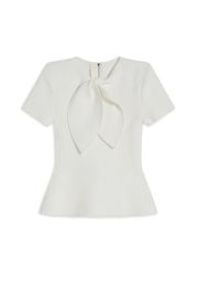 CREPE KNIT CRAVAT TOP - CREAM - Scanlan Theodore at Scanlan Theodore