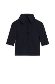 CREPE KNIT CROP SHIRT - NAVY - Scanlan Theodore at Scanlan Theodore