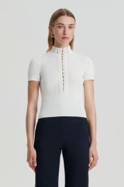 CREPE KNIT DAISY SHORT SLEEVE TOP - CREAM - Scanlan Theodore US at Scanlan Theodore