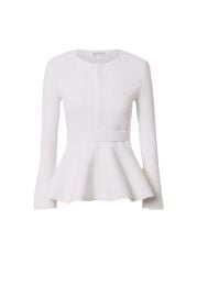 CREPE KNIT RUFFLE JACKET - WHITE - Scanlan Theodore at Scanlan Theodore