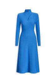 CREPE KNIT TURBAN TWIST DRESS - PRUSSIANBLUE - Scanlan Theodore at Scanlan Theodore