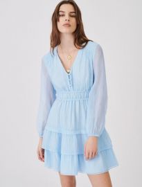 CRINKLE-EFFECT VOILE DRESS WITH RUFFLES at Maje