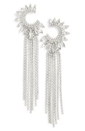 CRISTABELLE Crescent Fringe Statement Earrings at Nordstrom