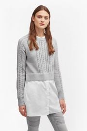 CROCHET CABLE KNIT JUMPER SHIRT at French Connection