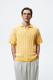 CROCHET KNIT POLO - Yellow   United States at Zara