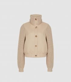 CROPPED KNITTED BOMBER JACKET at Reiss