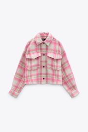 CROPPED PLAID OVERSHIRT - Pink  White   United States at Zara