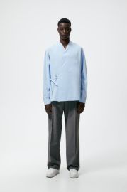 CROSSOVER COTTON SHIRT - Sky blue   United States at Zara