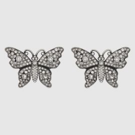 CRYSTAL STUDDED BUTTERFLY EARRINGS at Gucci