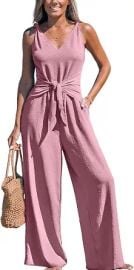 CUPSHE Women's Summer Jumpsuits Sleeveless Tie Knot Rompers at Amazon