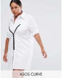 CURVE Cotton Shirt Dress with Hardware Detail by ASOS at ASOS