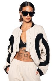 CURVE EFFECT RIB IVORY DENIM BOMBER AKIRA at Akira