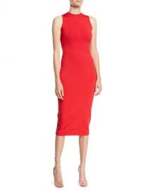 CUSHNIE Sleeveless Body-Con Midi Dress w  Cutout Back at Neiman Marcus