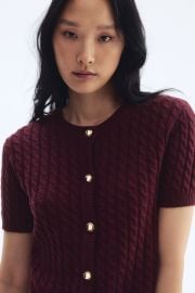 Cable-Knit Cardigan - Burgundy - Ladies HampM US at H&M