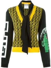 Cable Knit Effect Cardigan by Moschino at Farfetch