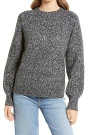 Cable Knit Sleeve Crewneck Sweater at Nordstrom