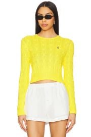 Cable-knit Cotton Cropped Sweater at Revolve