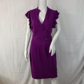Cache  Dresses  Cache Vintage Purple Sheath Dress Flutter Sleeve W Belt Size 8 Zipper Back at Poshmark