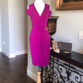 Cache Cold Shoulder Faux Wrap Dress at Poshmark