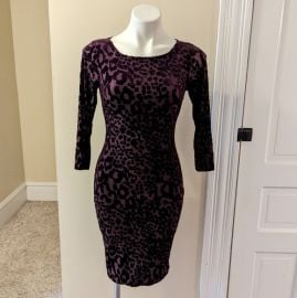 Cache Dresses Cache Black And Purple Velvet Leapord Print Fitted Long Sleeve Dress Size Poshmark at Poshmark