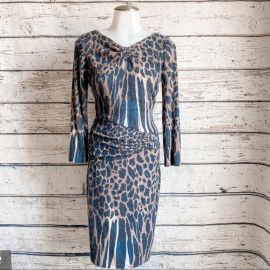 Cache Dresses Cache Womens Cocktail Sweater Dress With Animal Print Poshmark at Poshmark