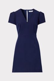 Cady Atalie Short Sleeve V-Neck Mini Dress in Navy Blue MILLY at Milly