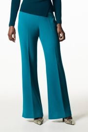 Caldwell Flared Trousers Lagoon Blue Stretch Wool Crepe - Welcome to the Fold LTD at The Fold London