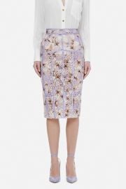 Calf-length skirt in lace fabric with butterfly print   Buy online at Elisabetta Franchi