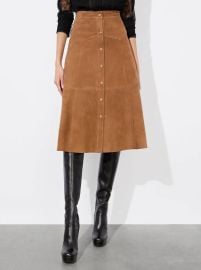 Calica Suede Midi Skirt In Camel Alice Olivia at Alice + Olivia