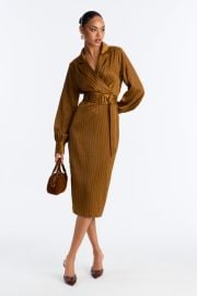 Call The Shots Belted Satin Midi Dress - Mustard Fashion Nova at Fashion Nova