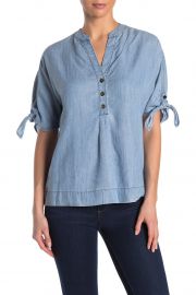 Calle Ocho Chambray Tie Sleeve Top by Trina Turk at Nordstrom Rack