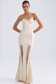 Callidora Lace-Up Corset Gown in Ivory at Oh Polly