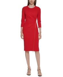 Calvin Klein Asymmetrical-Zip Sheath Dress - Macys at Macys