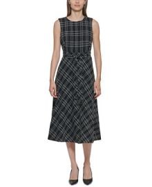 Calvin Klein Belted Plaid Midi Dress  Reviews - Dresses - Women - Macys at Macys