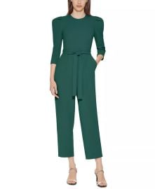 Calvin Klein Belted Puff-Shoulder Jumpsuit Reviews - Pants Capris - Women - Macys at Macys